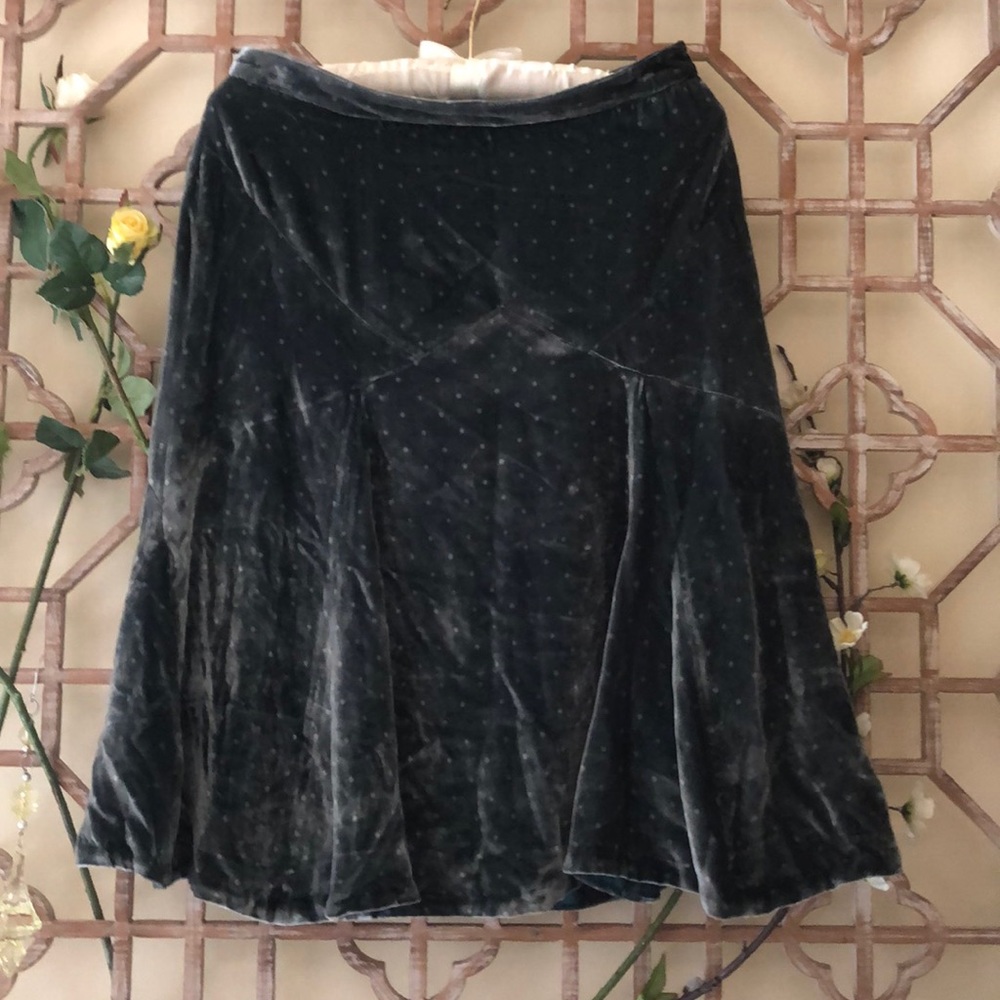 Marc Jacobs teal polka dot velvet trumpet skirt